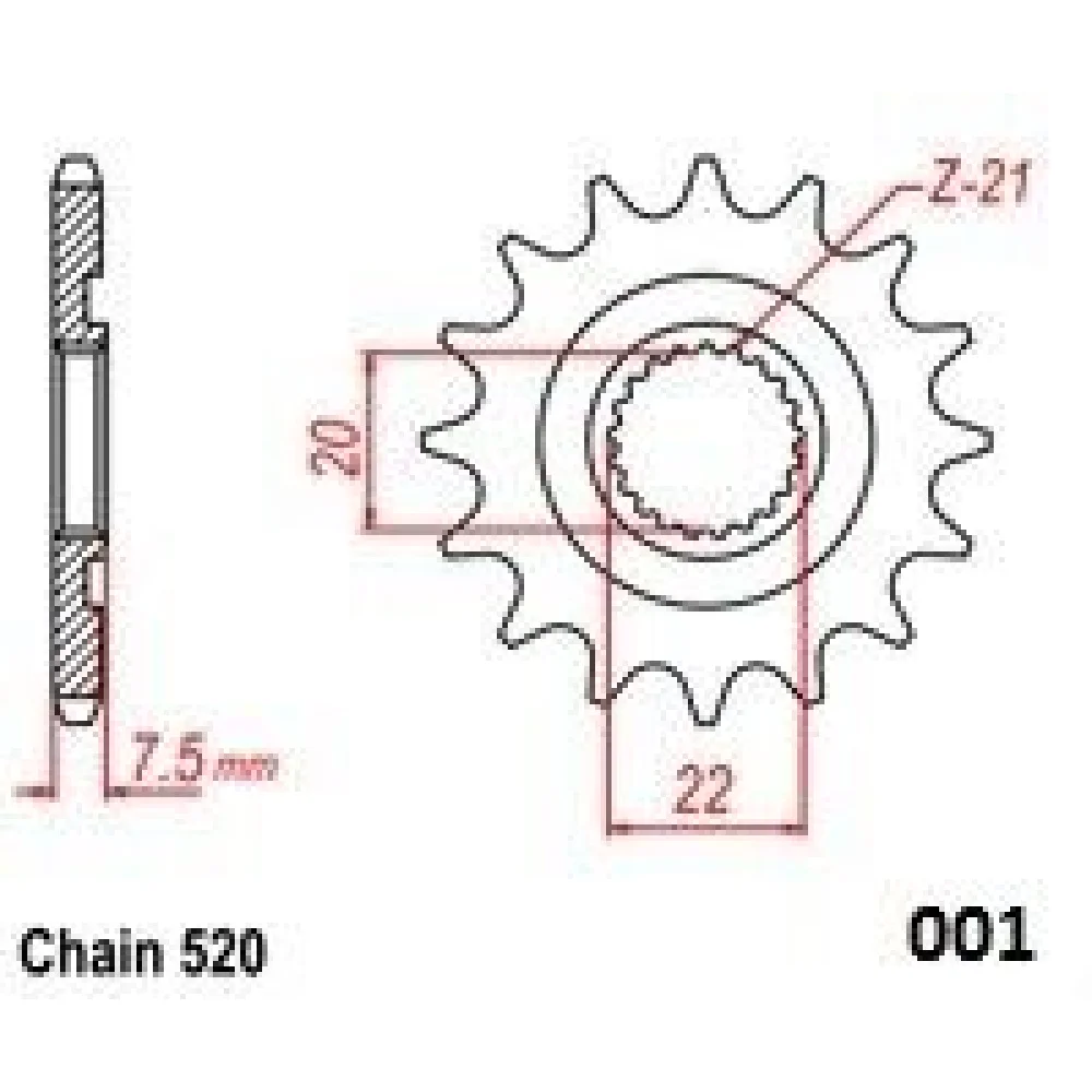 Pignone Anteriore Ultraleggero In Acciaio 14 Denti Catena 520 Natural Moto Master - 2